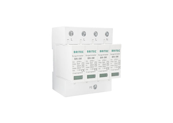 Protection contre les surtensions de type CA de tension 3 phase 5KA 4 pôle 275V SPD pour la protection de la puissance industrielle