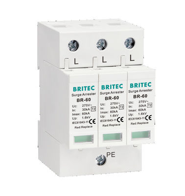 Type2 du parafoudre de dispositif de protection de montée subite de BR-60 3P SPD