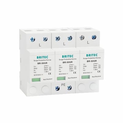 10/350μs Type 1 Arrestateur de surtension 50KA Dispositif de protection contre la foudre en plastique