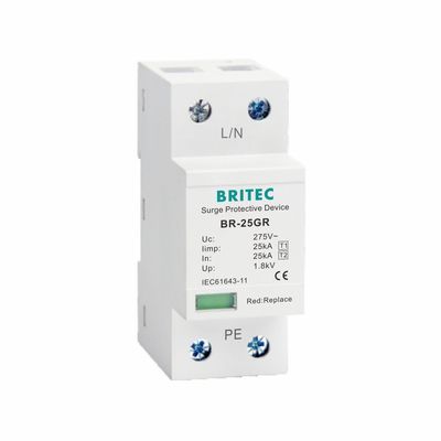 Dispositif de protection contre les surtensions de classe I de type 1 de 25 kA Protègeur contre la foudre Uc 150V 275V 320V T1