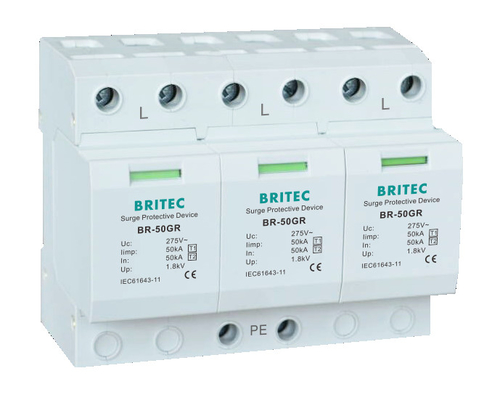 BRITEC BR-50GR Parafoudre 3P Type 1 Dispositif de protection contre les surtensions 50ka spd t1 t2 ac