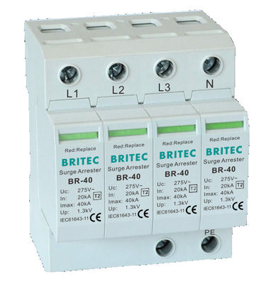BRITEC BR-40 4P Dispositif de protection contre les surtensions Parafoudre triphasé Arrester fabricant chinois de dispositifs de protection contre les surtensions