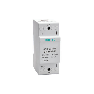 BR-POE-P Ethernet 48V RJ45 POE Ethernet Din réseau ferroviaire protecteur contre les surtensions