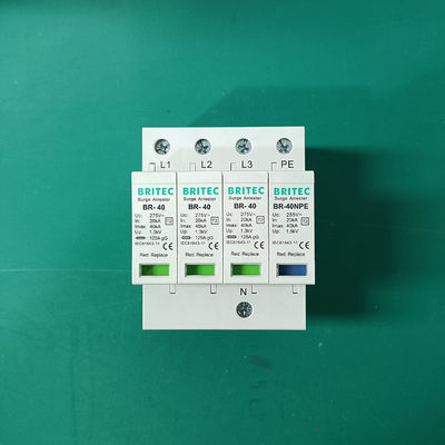 Dispositif de protection contre les surtensions BR-40 3P+1 montage sur rail DIN 275V fabricant de protection contre les surtensions en Chine
