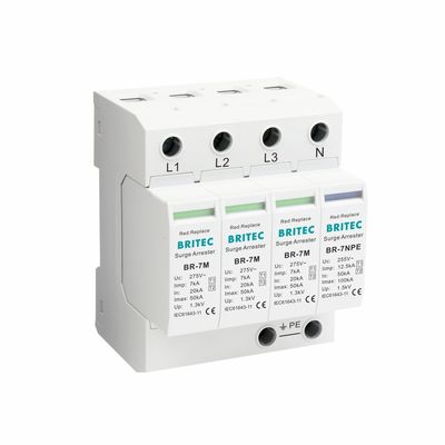 Parafoudre AC Protection AC SPD 3P+NPE 275V Iimp:7kA Protection contre la foudre domestique Dispositif de protection contre les surtensions basse tension