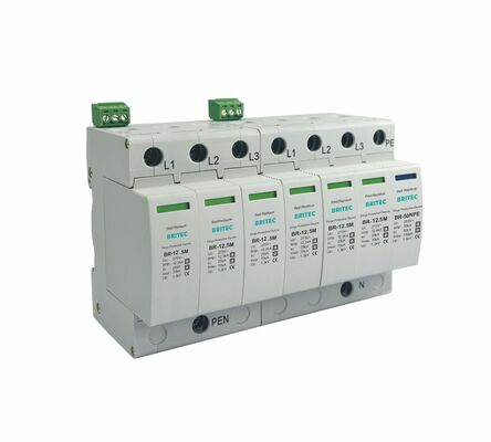 Parafoudre sur rail DIN 25kA avec boîtier thermoplastique UL94-V0 pour une protection robuste contre les surtensions