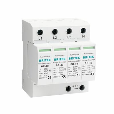 BRITEC BR-40 4P Para-raios Tipo 2 40kA 320V SPD Plugável