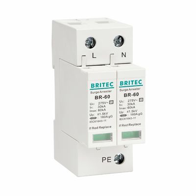 BR275-60 2P 2P ac SPD 60kA 2P Parasurtenseur monophasé (SPD) Parafoudre Protection contre les surtensions