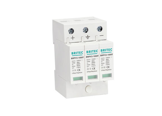 Type dispositif de protection de montée subite de Thermalplastic 1+2 SPD 3P 5kA d'intercepteur de montée subite de picovolte 1000v de C.C