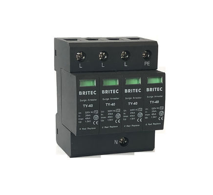 BR-40 type - 2 protecteur noir de tonnerre de foudre du dispositif de protection d'intercepteur de montée subite 3P+1 IP20