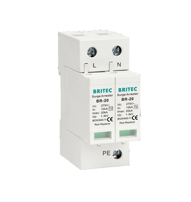 Type de phase de BR-20 1P+1 40kA Singel - intercepteur SPD de montée subite de dispositif de protection de 2 montées subites