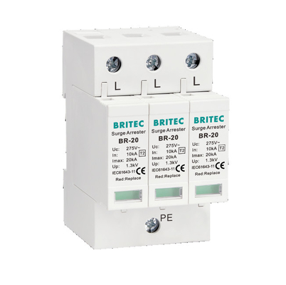Type de phase de BR-20 1P+1 40kA Singel - intercepteur SPD de montée subite de dispositif de protection de 2 montées subites