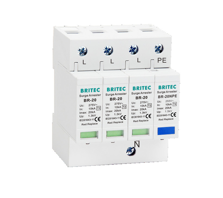Type de phase de BR-20 1P+1 40kA Singel - intercepteur SPD de montée subite de dispositif de protection de 2 montées subites