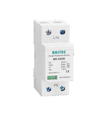 Dispositif de protection contre les surtensions de classe I de type 1 de 25 kA Protègeur contre la foudre Uc 150V 275V 320V T1