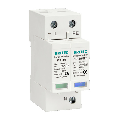 BR-40 4P 20kA - 200kA Dispositif de protection contre les surtensions Détecteurs de surtensions Spd Thunder Lightning 275v Protecteur contre les surtensions