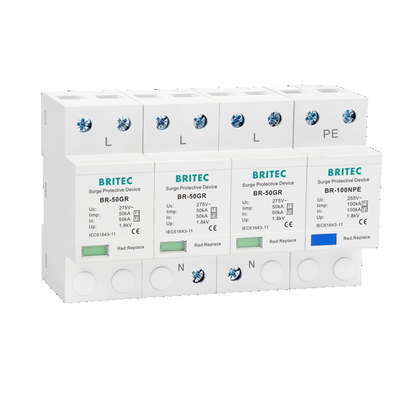 Dispositif de protection contre les surtensions SPD BR-50GR 4P de type 1 Dispositif de protection contre les surtensions par éclair de phase 3 Dispositif de protection contre les surtensions par éclair