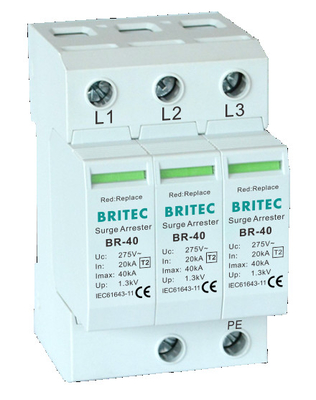 BR-40 2P 150V-440V Dispositif de protection contre les surtensions 20kA-200kA Spd Arrêteur de surtensions de foudre