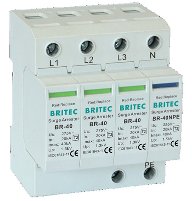 BR-40 2P 150V-440V Dispositif de protection contre les surtensions 20kA-200kA Spd Arrêteur de surtensions de foudre