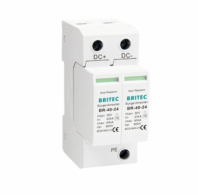 BR-40-24 Dispositif de protection contre les surtensions DC SPD Dc Suppresseur de surtensions 40kA Pv Surge Arrester protection contre les surtensions 24v