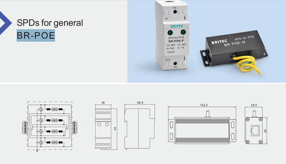 Connexion Ethernet BR-POE-P RJ45 Protection contre les surtensions Poe Ethernet Protection contre les surtensions Réseau de foudre