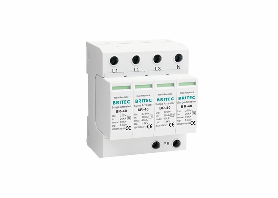 4P SPD de classe II 40ka Protecteur contre les surtensions de courant alternatif 150V/275V/320V//385V/440V