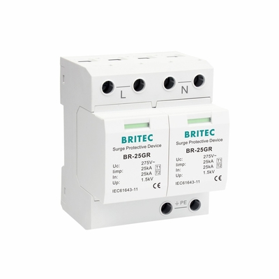 Dispositif de protection contre les surtensions BR-25GR 4P 25kA 100kA britec type 1 Dispositif de protection contre les surtensions par étincelle spd à 3 phases
