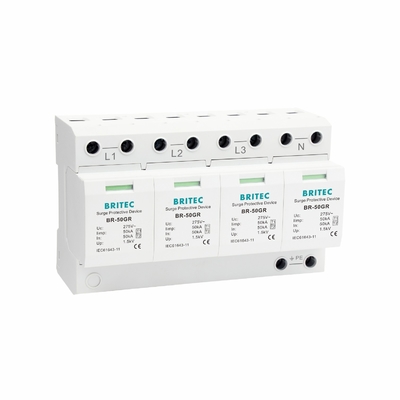 TUV BR-50GR 3P + N classe 1 AC SPD 50ka dispositif de protection contre les surtensions type 1 spd TUV protection contre le tonnerre éclateur spd