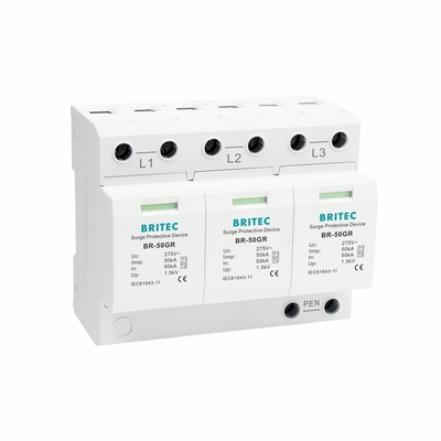TUV BR-50GR 3P + N classe 1 AC SPD 50ka dispositif de protection contre les surtensions type 1 spd TUV protection contre le tonnerre éclateur spd