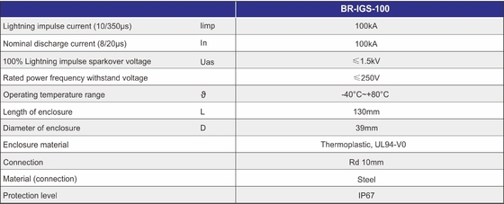 BR-ISG-100 Isolation de l'éclairage par écart d'étincelle connexion de liaison equipotentielle de systèmes de mise à la terre séparés