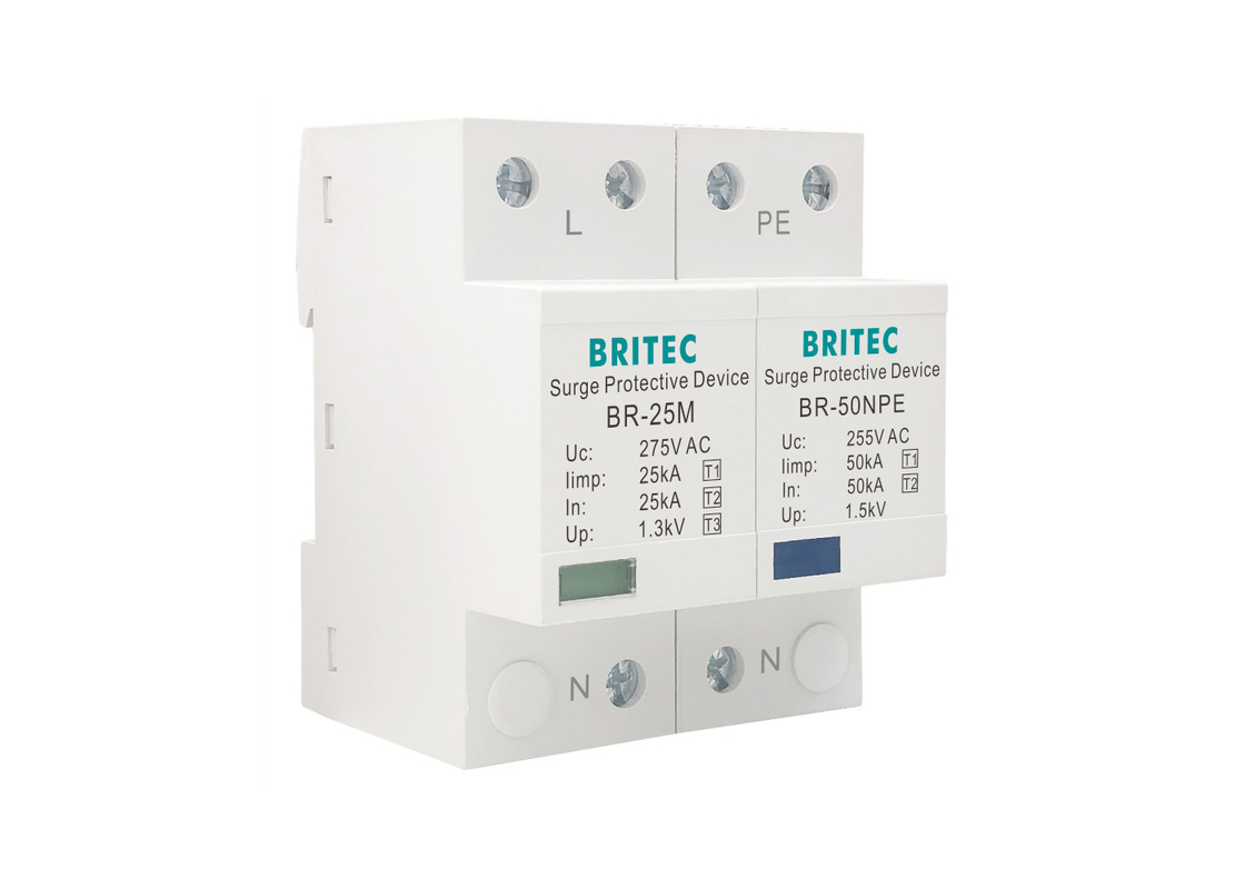 Intercepteur parallèle 25kA SPD de foudre en plastique thermique des protecteurs de montée subite du type 1 +2+3
