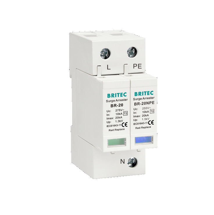 Type de phase de BR-20 1P+1 40kA Singel - intercepteur SPD de montée subite de dispositif de protection de 2 montées subites