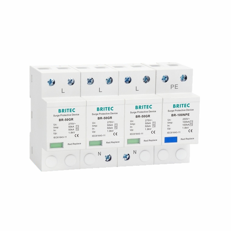 Énergie 150V/275V/320V SPD de protecteur de montée subite de T1 50KA 3P+NPE de la classe I haute