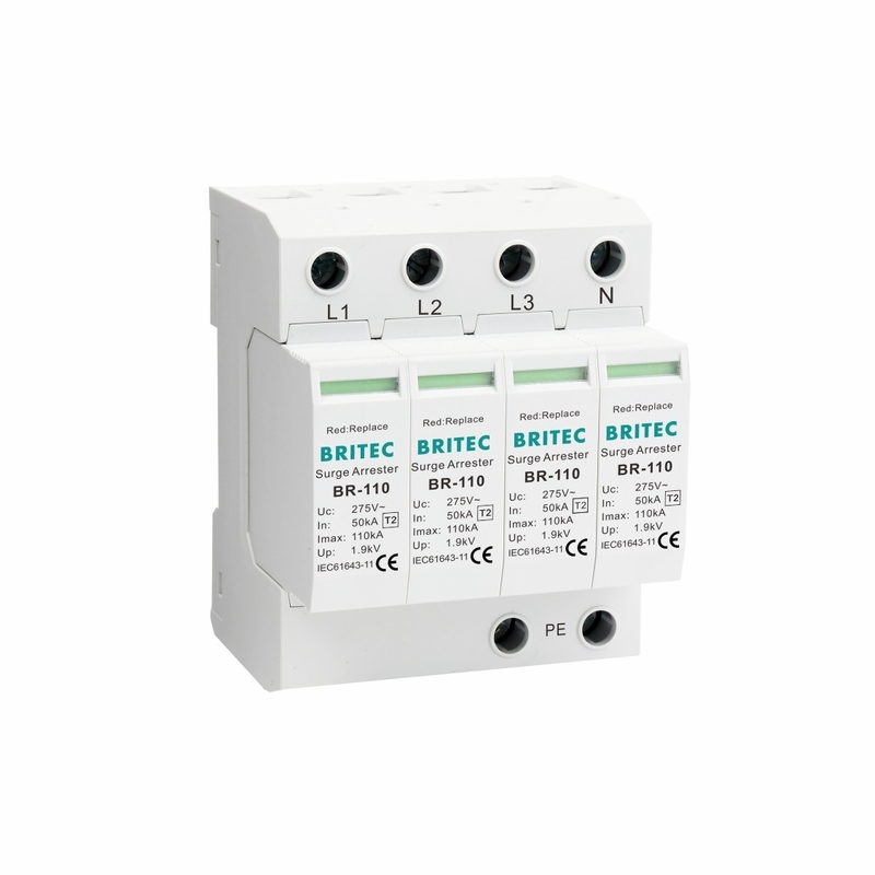 BR-110 4P OEM Type 2 Protecteur contre les surtensions 275v Dispositif de protection contre les surtensions SPD Varistor arrester 4-pole arrester contre les surtensions