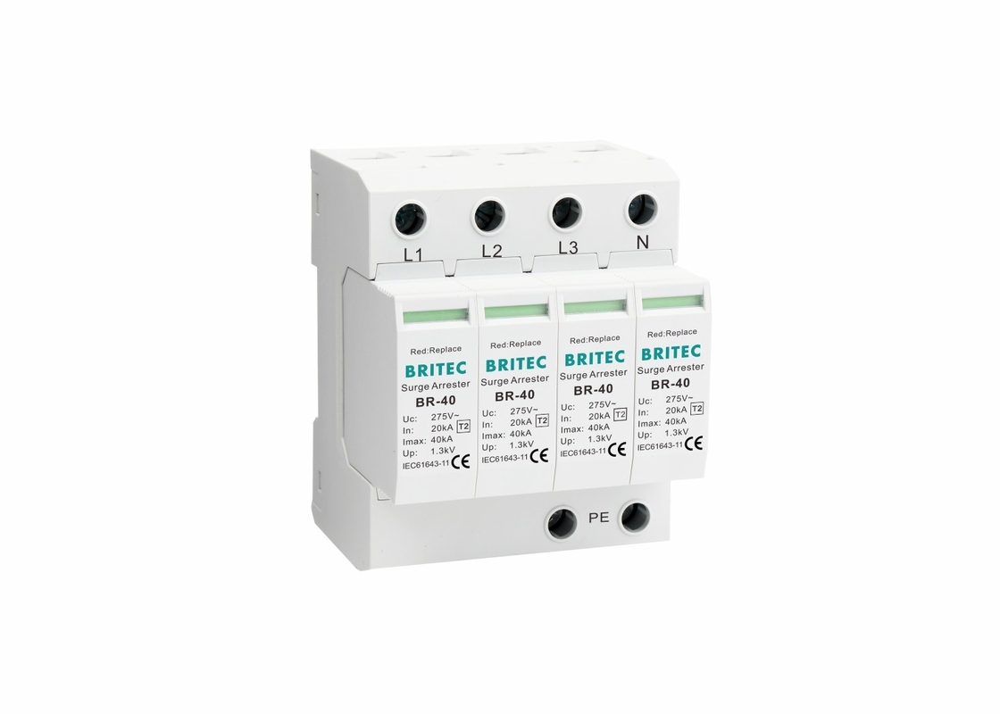 UL94-V0 35mm Din Rail 40ka Type 2 Protection contre la foudre Arrestateur de surtension électrique