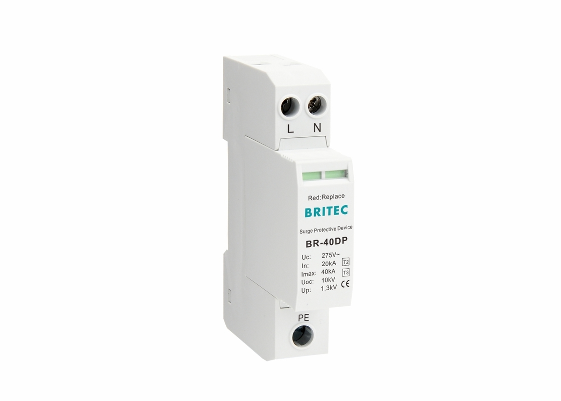 40kA 275V Resteurs de surtension à phase unique 2P de type 2 + 3 de classe II + III BR-40DP 2P