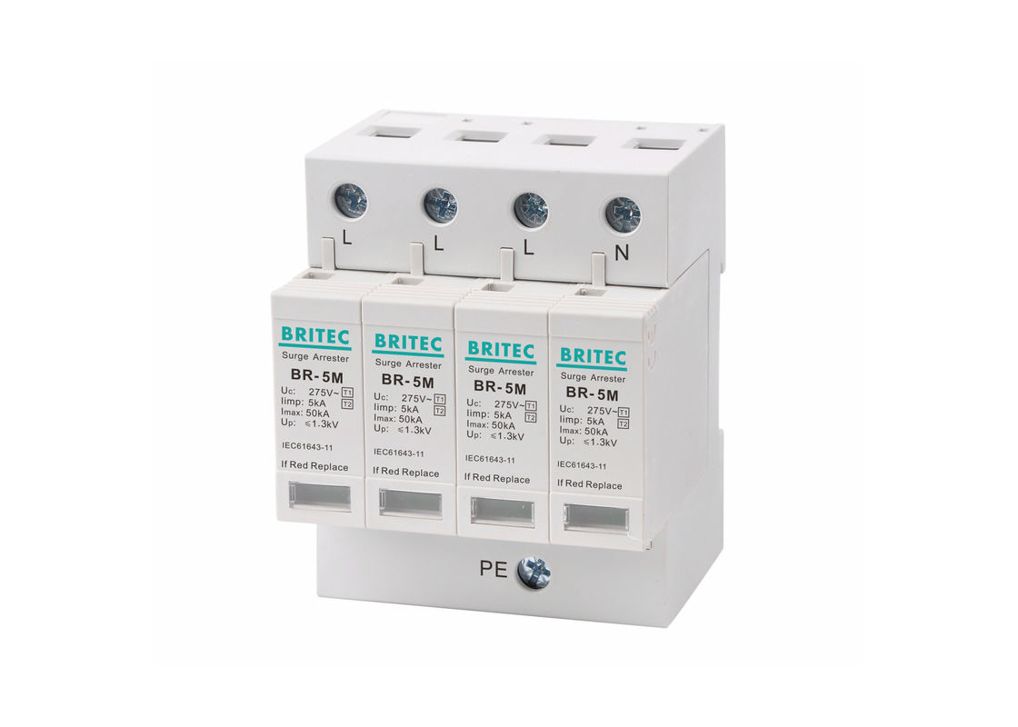 Dispositif de protection contre les surtensions à basse tension en thermoplastique UL94-V0 4p