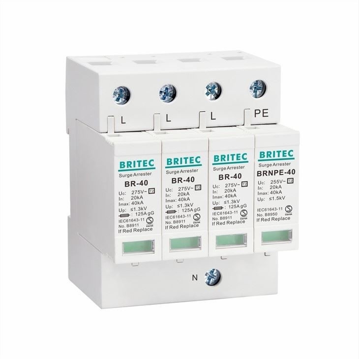 BR-40 3+1 T2 tuv dispositif de protection contre les surtensions de type 2 Surge Arrester arrêtant la foudre arrêtant le tonnerre protecteur absorbeur de surtensions SPD
