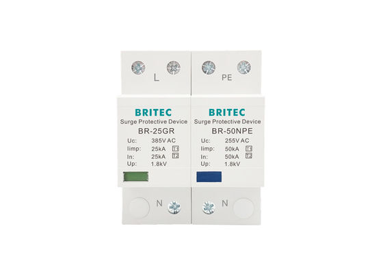 25 classe du dispositif de protection de montée subite de type 1 monophasé de KA 1+1 je pour TTT TN-S