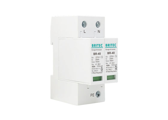 Protection de montée subite de rail de la classe II Imax 40kA 2P 20-40kA DIN de parafoudre au-dessus de la tension SPD