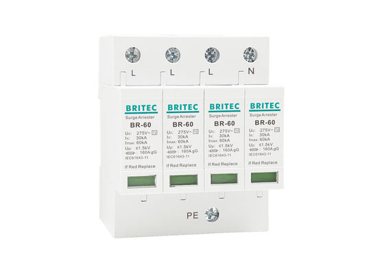 60kA AC275V DIN Rail Mount Surge Lightning Arrestor SPD pour la protection de l'alimentation électrique