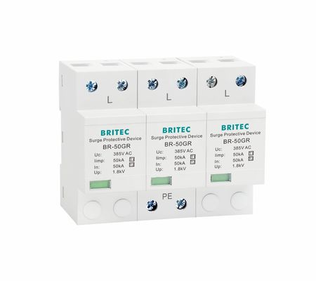 Dispositif de protection contre les surtensions BRITEC 50kA certifié TUV/CE/ROHS avec parafoudre à forme d'onde 10/350 SPD