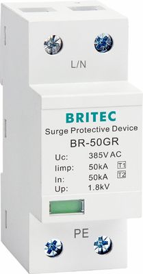 Dispositif de protection contre les surtensions BRITEC 50kA certifié TUV/CE/ROHS avec parafoudre à forme d'onde 10/350 SPD