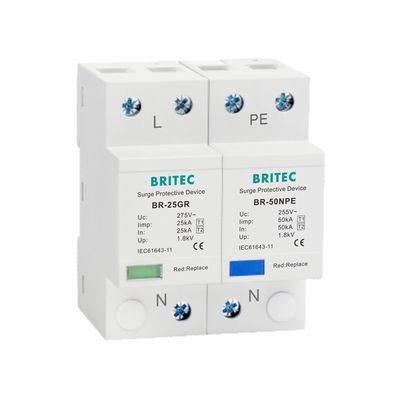25kA Type 1 Protègeur contre les surtensions 275V T1 10/350us Dispositif de protection contre les surtensions