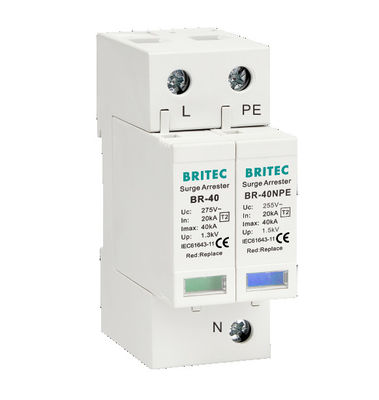 BR-40 4P 20kA - 200kA Dispositif de protection contre les surtensions Détecteurs de surtensions Spd Thunder Lightning 275v Protecteur contre les surtensions