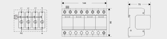 Dispositif de protection contre la foudre contre les surtensions BR-25GR 4P SPD Rail DIN 35 mm AC SPD