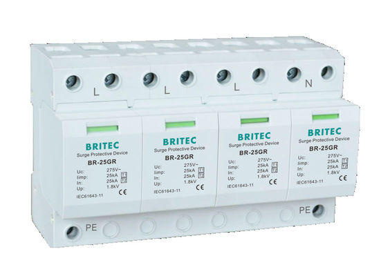 BR-25GR 1P+1 T1+T2 Surge Arrester 25KA Protecteur contre les surtensions Spd à phase unique Protecteur contre les surtensions 100ka