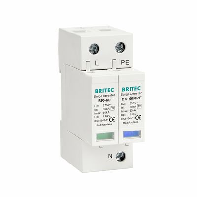 Mini-arrêteur de foudre à phase unique 275V 60kA avec dispositif de protection contre les surtensions en thermoplastique UL94-V0