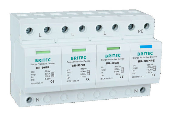BR-50GR 1P 50kA Type 1 Dispositif de protection contre les surtensions Ac Din Rail Parafoudre SPD