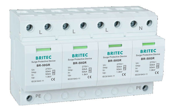 BR-50GR 1P 50kA Type 1 Dispositif de protection contre les surtensions Ac Din Rail Parafoudre SPD