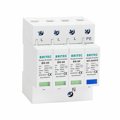 Appareil de protection contre les surtensions 275V 60KA de type 3+NPE pour la protection contre la foudre
